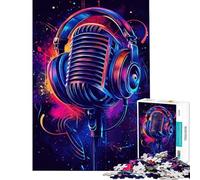 Rompecabezas para Adolescentes de 1000 Piezas con micrófono Retro y Auriculares Juego de Pared desafiante y de Alta dificultad para Toda la Familia (38x26cm)