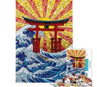Rompecabezas para Adolescentes de 1000 Piezas con Mosaico de Puerta Torii y Olas del océano Rompecabezas de precisión para Adolescentes Juego de ingenio para la interacción Entre Padres e Hijos