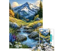Rompecabezas para Adolescentes de 1000 Piezas con Paisaje de Arroyo de montaña Rompecabezas para Adolescentes Juego de ingenio Regalo para Mujeres difícil y desafiante (tamaño 38x26cm)