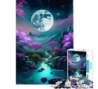 Rompecabezas para Adolescentes de 1000 Piezas con Paisaje de Luna Llena Rompecabezas para Adultos antiestrés Divertidos y con Humor Fomenta la interacción Entre Padres e Hijos (tamaño 50x75cm)
