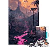Rompecabezas para Adolescentes de 1000 Piezas con Paisaje fantástico y río Rosa Un Reto para completar Diversión en Familia Juguete antiestrés para Mayores de 14 años (38x26cm)