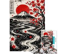 Rompecabezas para Adolescentes de 1000 Piezas con Paisaje japonés de montaña y río Cada Pieza es única Ideal para cumpleaños y como Regalo 38x26cm
