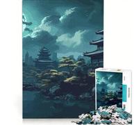 Rompecabezas para Adolescentes de 1000 Piezas con Paisaje Lunar japonés Juguetes para armar Que mejoran la Memoria con póster y Hoja de Preguntas a Juego 50x75cm