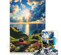 Rompecabezas para Adolescentes de 1000 Piezas con Paisaje Natural Juguetes para armar Que mejoran la Memoria con póster y Hoja de Preguntas a Juego 38x26cm