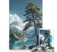 Rompecabezas para Adolescentes de 1000 Piezas con Paisaje Sereno de montaña y Lago Juguetes para armar Que mejoran la Memoria con póster y Hoja de Preguntas a Juego 38x52cm