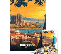Rompecabezas para Adolescentes de 1000 Piezas con Paisaje Urbano de Barcelona Un desafío para la Inteligencia Juguetes adictivos Juego Familiar Alivia el estrés Regalo Divertido (Tamaño 38x52cm)