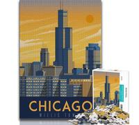 Rompecabezas para Adolescentes de 1000 Piezas con Paisaje Urbano de Chicago Ejercita el Cerebro, Juguetes adictivos para Cultivar la Paciencia y Mejorar la Memoria (38x26cm)