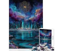 Rompecabezas para Adolescentes de 1000 Piezas con Paisaje Urbano de Cristal y Mandala Celestial Juegos relajantes Que mejoran la Memoria Juguete Educativo Lista de Deseos con Papá Noel (38x52cm)