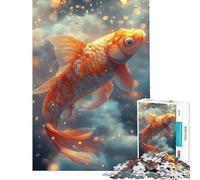 Rompecabezas para Adolescentes de 1000 Piezas con Peces koi Naranjas en un Entorno de ensueño Juego de ingenio Juguete Intelectual Gran Regalo para los Amantes de los Juegos Decoración de Pared