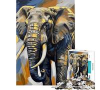 Rompecabezas para adolescentes de 1000 piezas con pintura abstracta de elefante Ayuda a ejercitar el cerebro Decoración artística para el hogar Juegos relajantes Apto para mayores de 14 años (38x52cm)