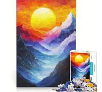Rompecabezas para Adolescentes de 1000 Piezas con Pintura de un Valle de montaña al Atardecer Juguetes para armar Que mejoran la Memoria con póster y Hoja de Preguntas a Juego 38x26cm