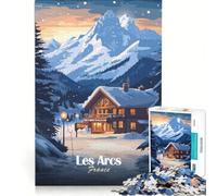 Rompecabezas para Adolescentes de 1000 Piezas con póster de la estación de esquí de Les Arcs Juego Educativo decoración de Pared cumpleaños y Navidad 38x26cm