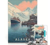Rompecabezas para Adolescentes de 1000 Piezas con póster de Viaje a Alaska, Juguetes para armar, interacción Entre Padres e Hijos, cumpleaños y Navidad 38x52cm