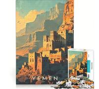 Rompecabezas para Adolescentes de 1000 Piezas con póster de Viaje a Yemen, Juego Imposible, Regalo de cumpleaños, con póster a Juego y Hoja de Preguntas y respuestas 38x26cm