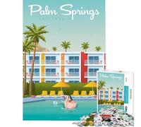 Rompecabezas para Adolescentes de 1000 Piezas con póster de Viaje de Palm Springs Juego Familiar Juguetes educativos Regalos para Mujeres y Hombres para Toda la Familia (tamaño 50x75cm)