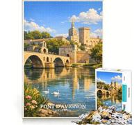 Rompecabezas para Adolescentes de 1000 Piezas con póster del Pont d'Avignon, Juegos relajantes, análisis y lógica, para Mejorar el Amor Entre Parejas 38x26cm