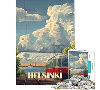 Rompecabezas para Adolescentes de 1000 Piezas con póster del tranvía de Helsinki Un Reto Educativo para Mejorar la Memoria Juegos Divertidos para Mayores de 14 años Juego 38x26cm