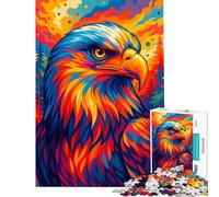 Rompecabezas para Adolescentes de 1000 Piezas con Retrato de águila Colorida y Fondo de Bosque Rompecabezas para Adultos Juego Familiar Carrera de Velocidad Manual cumpleaños