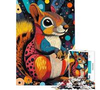 Rompecabezas para Adolescentes de 1000 Piezas con Retrato de Ardilla Colorida Rompecabezas para Adultos Juguetes de Bricolaje Carrera de Velocidad Manual difícil y desafiante (tamaño 38x26cm)