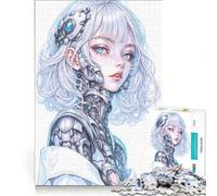 Rompecabezas para Adolescentes de 1000 Piezas con Retrato de Chica Cyberpunk, Juguetes para armar, Mejora la Memoria, con póster y Hoja de Preguntas a Juego 38x52cm