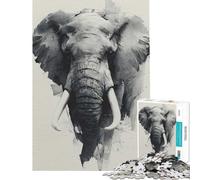 Rompecabezas para Adolescentes de 1000 Piezas con Retrato de Elefante en Estilo Acuarela en Escala de Grises Divertidas Actividades para Aprender en casa Juguete Educativo para Mayores de 14 años