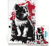 Rompecabezas para Adolescentes de 1000 Piezas con Retrato de Gato Munchkin Juguetes para armar Mejora la Memoria con póster y Hoja de Preguntas a Juego 38x26cm