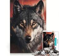 Rompecabezas para Adolescentes de 1000 Piezas con Retrato de Lobo y Detalles Dorados Juguete Educativo Ideal para la diversión Familiar cumpleaños y Navidad 38x52cm