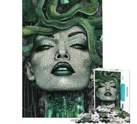 Rompecabezas para Adolescentes de 1000 Piezas con Retrato de Mosaico de Medusa Rompecabezas para Adultos Juegos relajantes Montaje de Patrones cumpleaños (tamaño 38x26cm)