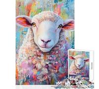 Rompecabezas para Adolescentes de 1000 Piezas con Retrato de Oveja Vibrante Rompecabezas para Adultos Juguete Decorativo para Pared Desafío difícil cumpleaños y Navidad (38x26cm)