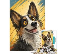 Rompecabezas para Adolescentes de 1000 Piezas con Retrato de Perro Feliz Rompecabezas prácticos para Adolescentes Ideales para Pasar el Tiempo en casa Durante Las Vacaciones (tamaño 50x75cm)