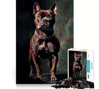 Rompecabezas para Adolescentes de 1000 Piezas con Retrato de Pitbull marrón,Juego de articulaciones firmes,Juguete cognitivo,Divertido y fácil de Usar,decoración navideña,Regalo (38x26cm)