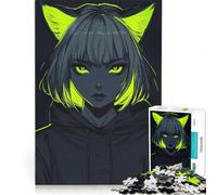 Rompecabezas para Adolescentes de 1000 Piezas con Retrato de una Gata neón Juego práctico para divertirse en Familia Toda la Familia 38x26cm