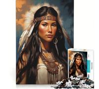 Rompecabezas para Adolescentes de 1000 Piezas con Retrato de una Mujer nativa Americana Juego práctico para divertirse en Familia Toda la Familia 38x26cm