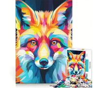 Rompecabezas para Adolescentes de 1000 Piezas con Retrato de Zorro a Color, Juego práctico, Actividades Divertidas para Hacer en casa, con póster y Hoja de Preguntas a Juego 50x75cm