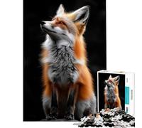 Rompecabezas para Adolescentes de 1000 Piezas con Retrato de Zorro Mirando hacia Arriba Juego desafiante Juguete antiestrés Regalos de Amigo Invisible (tamaño 38x52cm)