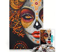 Rompecabezas para Adolescentes de 1000 Piezas con Retrato del Día de Muertos, Juegos relajantes, interacción Entre Padres e Hijos, Juego de desafío único 38x52cm