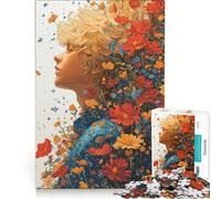 Rompecabezas para Adolescentes de 1000 Piezas con Retrato Floral y Cabello Rubio, Juego de ingenio, Actividades Divertidas para Hacer en casa, Regalos para Mujeres 38x26cm