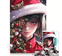 Rompecabezas para Adolescentes de 1000 Piezas con Retrato navideño de Chica Anime, Juegos relajantes, análisis y lógica, Que mejoran el Amor Entre Parejas 50x75cm