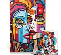 Rompecabezas para Adolescentes de 1000 Piezas con rostros Abstractos Que evocan emociones, Juegos Familiares, ensamblaje de Patrones, para Fortalecer el Amor Entre Parejas 38x26cm