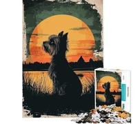 Rompecabezas para Adolescentes de 1000 Piezas con Silueta de Yorkshire Terrier al Atardecer Actividades Divertidas en casa Un desafío difícil Juguetes antiestrés para Mayores de 14 años Juego 50x75cm