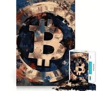 Rompecabezas para Adolescentes de 1000 Piezas con símbolo de Bitcoin,Pintura, Arte de Corte Fino,Actividad para desarrollar la Mente,Juego Relajante, Tranquilo 50x75cm