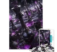 Rompecabezas para Adolescentes de 1000 Piezas con Tablero de ajedrez Morado Juguetes educativos para Aprender a Jugar desarrollar el análisis del Juego y la lógica Ideas de Regalo (tamaño 50x75cm)