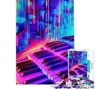 Rompecabezas para Adolescentes de 1000 Piezas con Teclas de Piano de neón eléctrico Juego práctico y desafiante Juguetes Ideas para Regalos Corte de precisión (tamaño 50x75cm)