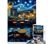 Rompecabezas para Adolescentes de 1000 Piezas con terraza de cafetería y Noche Estrellada Juguete Educativo Juego Divertido para fomentar el Amor en Pareja (tamaño 50x75cm)