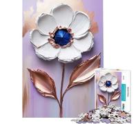 Rompecabezas para Adolescentes de 1000 Piezas con Textura Blanca y Pintura Floral - Turquesa (o Cobre) Arte con Impasto y Paleta para Juegos educativos Juguete de desafío Juegos educativos Arte de
