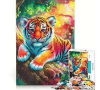 Rompecabezas para Adolescentes de 1000 Piezas con un Colorido Cachorro de Tigre en una Jungla de ensueño Juego práctico para divertirse en Familia Toda la Familia 50x75cm
