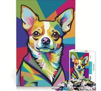 Rompecabezas para Adolescentes de 1000 Piezas con un Colorido Retrato de Chihuahua al Estilo Pop Art Juegos relajantes, Actividades Divertidas para Hacer en casa Hermoso diseño 50x75cm