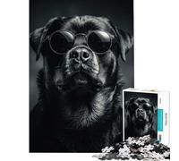 Rompecabezas para Adolescentes de 1000 Piezas con un Genial Rottweiler con Gafas de Sol Juguete Intelectual Juego Imposible Decoración Perfecta Regalos para Hombres y Mujeres (tamaño 38x52cm)