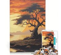 Rompecabezas para Adolescentes de 1000 Piezas con un Hermoso árbol al Atardecer, Juguetes antiestrés, Ideales para Relajarse y para Disfrutar de un Momento de Ocio cumpleaños