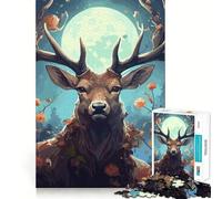 Rompecabezas para Adolescentes de 1000 Piezas con un Hermoso Ciervo psicodélico y Piezas de Corte Limpio Juego Inteligente,Regalo,Tiempo Libre,Juego,Escena navideña,Arte (38x26cm)